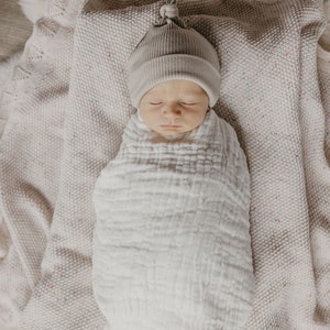 6 layer organic cotton gauze baby blanket with lace edge | Baby shower gift image 5