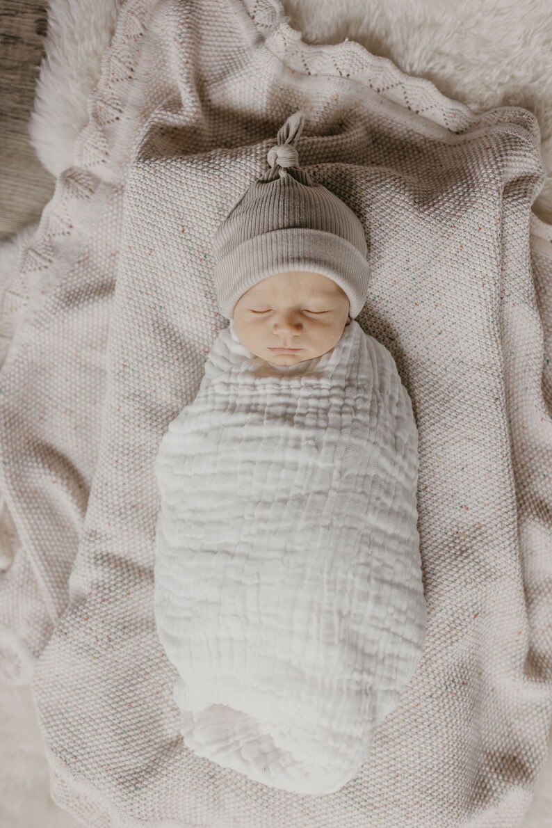 6 layer organic cotton gauze baby blanket with lace edge | Baby shower gift image 5