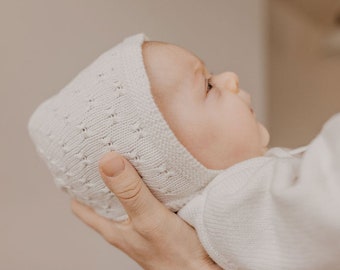 Baby bonnet | newborn bonnet | baby hat | hospital outfit | baby photoshoot clothes | newborn | white baby bonnet | knit bonnet | baby hat