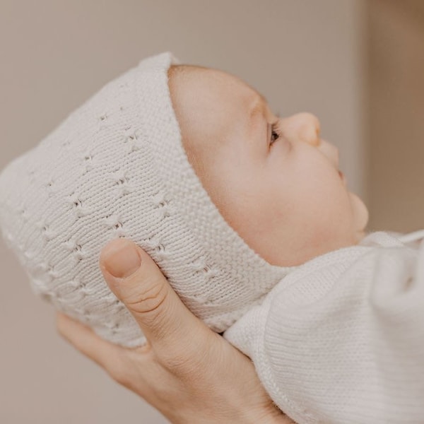Baby bonnet | newborn bonnet | baby hat | hospital outfit | baby photoshoot clothes | newborn | white baby bonnet | knit bonnet | baby hat
