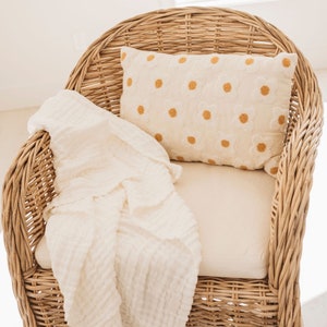 6 layer organic cotton gauze baby blanket with lace edge | Baby shower gift image 9