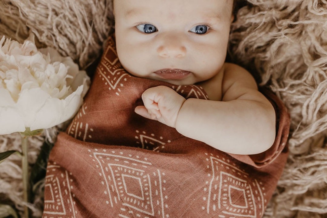 BABY MUSLIN SWADDLE, Organic Cotton Baby Swaddle, Baby Boy Swaddle