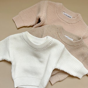 BABY KNIT SWEATER, cotton baby clothes, newborn knits, winter baby clothes, chunky baby knits, neutral baby knits, neutral baby clothes