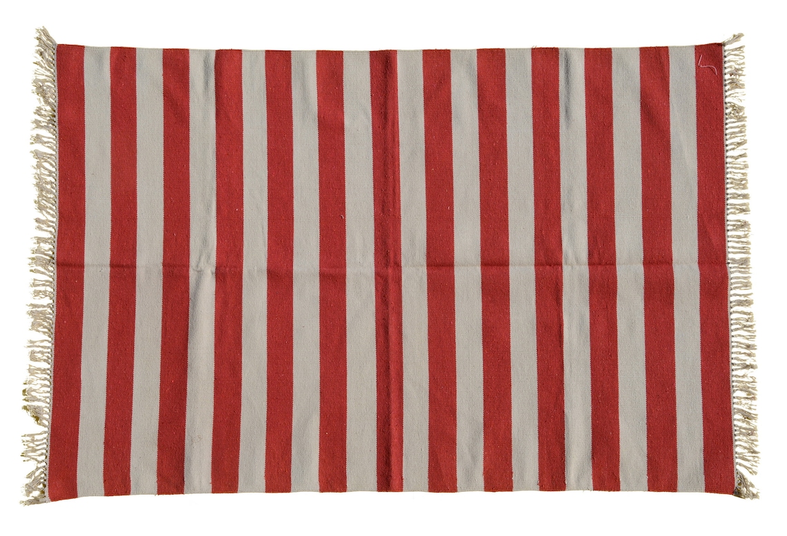 6'X4' Red and White Flatwoven Handmade Rug Dhurrie Etsy