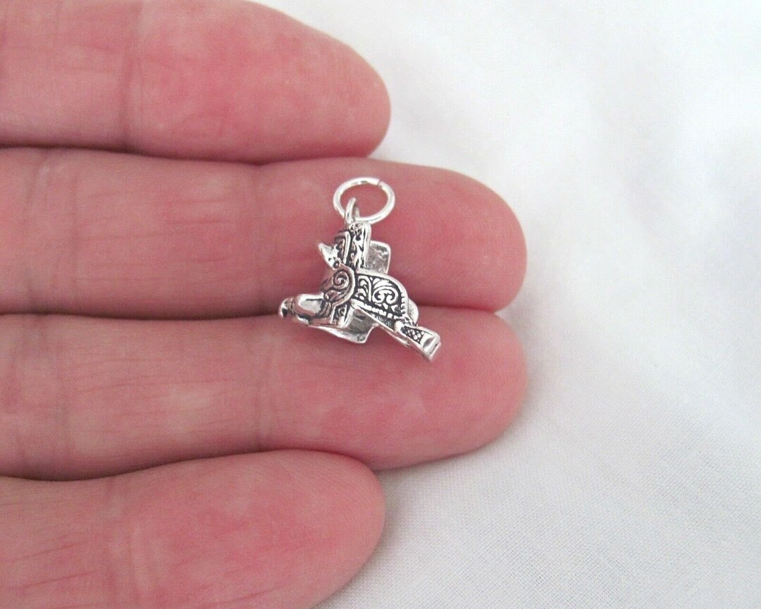 Sterling Silver 14mm Western Saddle Charm Etsy