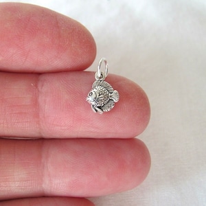 Very small Solid  Sterling Silver fish mini tiny charm. (Brand new)