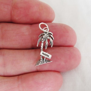 Solid Sterling Silver Florida Palm tree charm (Brand new)