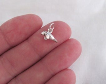 Very small Solid  Sterling Silver 3D Manatee mini tiny charm. (Brand new)