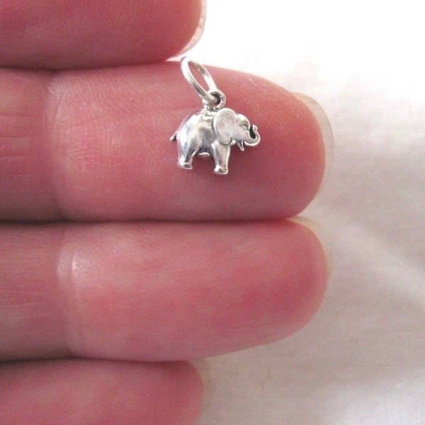 Very small Solid  Sterling Silver Elephant mini tiny charm. (Brand new)