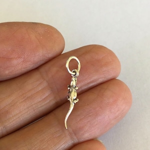 Very small Solid  Sterling Silver Alligator mini tiny charm. (Brand new)
