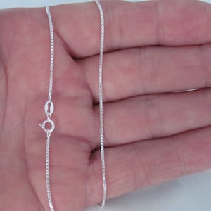 Sterling Silver 925 dainty 1mm Box Chain 14,16,18, 20, 22, 24 (Brand-new)