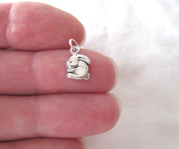 Very small Solid  Sterling Silver Rabbit mini tin… - image 1