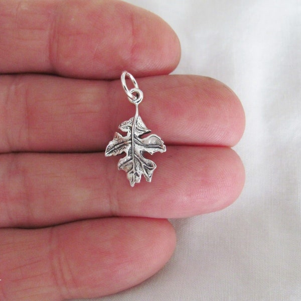 Solid Sterling Silver oak leaf charm.