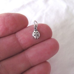 Very small Solid  Sterling Silver Ladybug mini tiny charm. (Brand new)