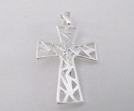 Sterling Silver 31mm filigree Crucifix Cross pend… - image 2