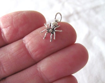 Very small Solid  Sterling Silver Spider mini tiny charm. (Brand new)