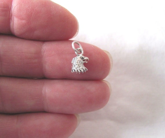 Very small Solid  Sterling Silver tiny 3D Eagle h… - image 1