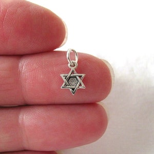 Very small Solid  Sterling Silver &quot;Star of David&quot; mini tiny charm. (Brand new)