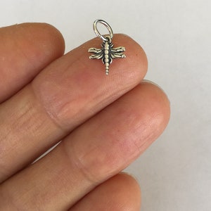 Very small Solid  Sterling Silver Dragonfly mini tiny charm. (Brand new)