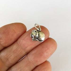 Solid Sterling Silver Cat sleeping small charm Brand new image 1