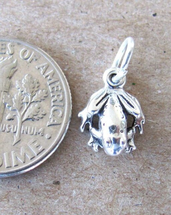 Very small Solid  Sterling Silver Frog mini tiny … - image 2