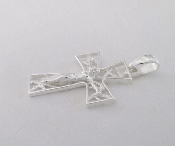 Sterling Silver 31mm filigree Crucifix Cross pend… - image 3