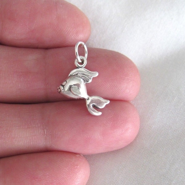 Solid Sterling Silver 3d Goldfish small charm (Brand new)