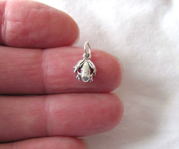 Very small Solid  Sterling Silver Frog mini tiny … - image 1