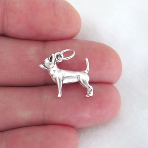 Solid Sterling Silver 3d chihuahua dog charm. (Brand new)