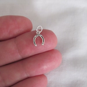 Very small Solid  Sterling Silver Horseshoe mini tiny charm. (Brand new)