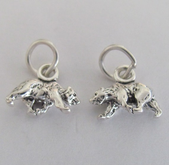Very small Solid  Sterling Silver tiny 3D Bear mi… - image 3