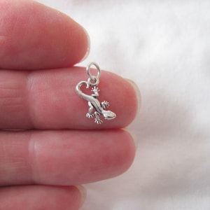Very small Solid  Sterling Silver Gecko mini tiny charm. (Brand new)