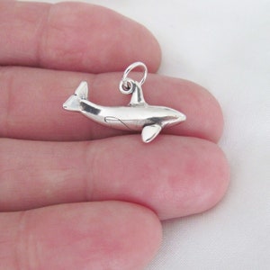 Solid Sterling Silver Orca whale charm (Brand new)