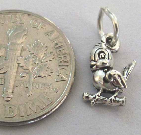 Very small Solid  Sterling Silver Bird mini tiny … - image 2