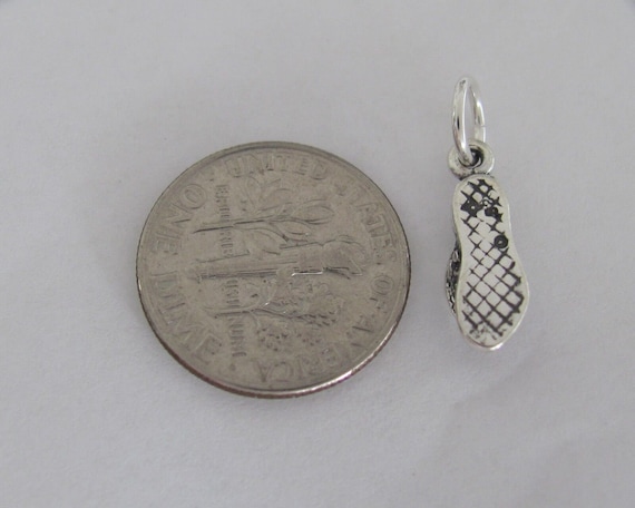Very small Solid  Sterling Silver 3d Flip flop Sa… - image 2