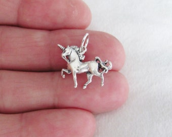 Solid Sterling Silver 3d Unicorn charm (Brand new)