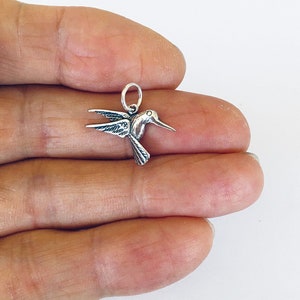Solid Sterling Silver 14mm Hummingbird facing left charm (Brand-new)