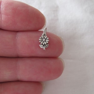 Very small Solid  Sterling Silver Flower mini tiny charm. (Brand new)