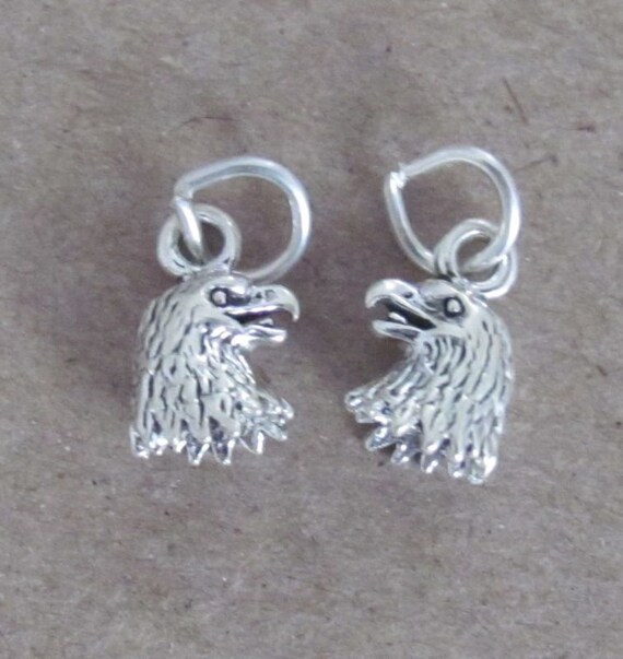 Very small Solid  Sterling Silver tiny 3D Eagle h… - image 3