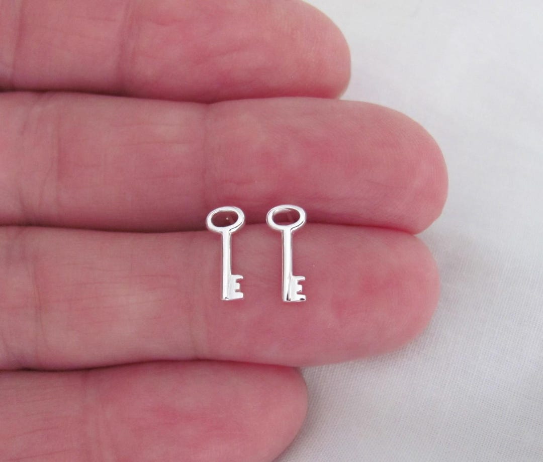 Key Post Rhs Sterling Silver 11.5mm Key Post Stud Earrings. - Etsy