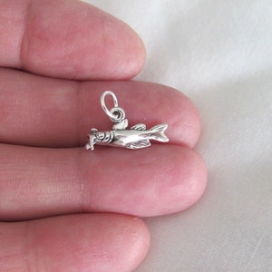 Solid Sterling Silver 3d Catfish small charm (Brand new)