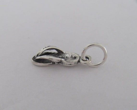 Very small Solid  Sterling Silver 3d Flip flop Sa… - image 3