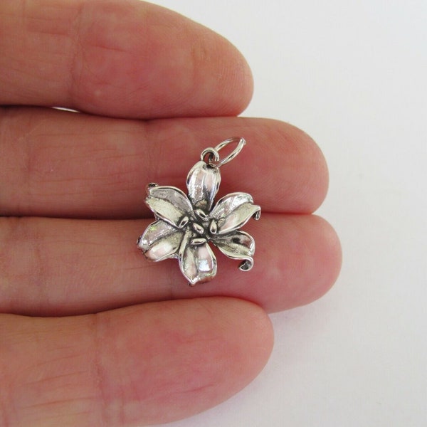 Colgante de flor de lirio de plata de ley maciza de 18 mm (nuevo)