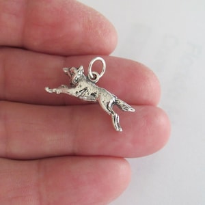 Solid Sterling Silver 3d Running Wolf charm (Brand new)