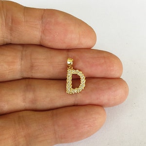 14K gold filled CZ letter D initial pendant. (Brand new)