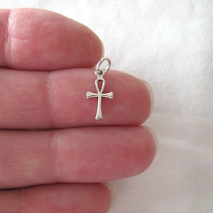 Very small Solid  Sterling Silver Ankh mini tiny charm. (Brand new)