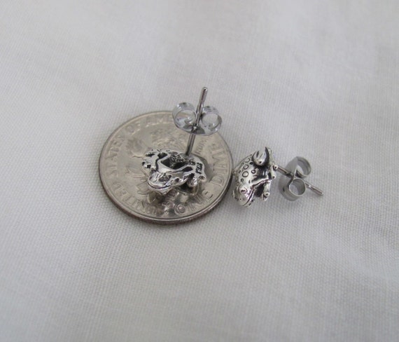 Sterling Silver 8.5mm Frog with Hypo-Allergenic P… - image 2