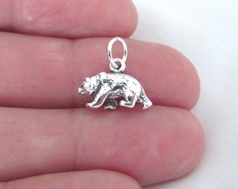 Solid Sterling Silver 3d Bear small charm (Brand-new) (Brand new)