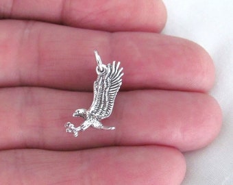 Solid Sterling Silver 21mm 3d Eagle charm (Brand-new)