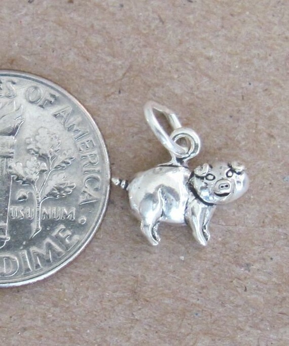 Very small Solid  Sterling Silver Pig Piggy bank … - image 2